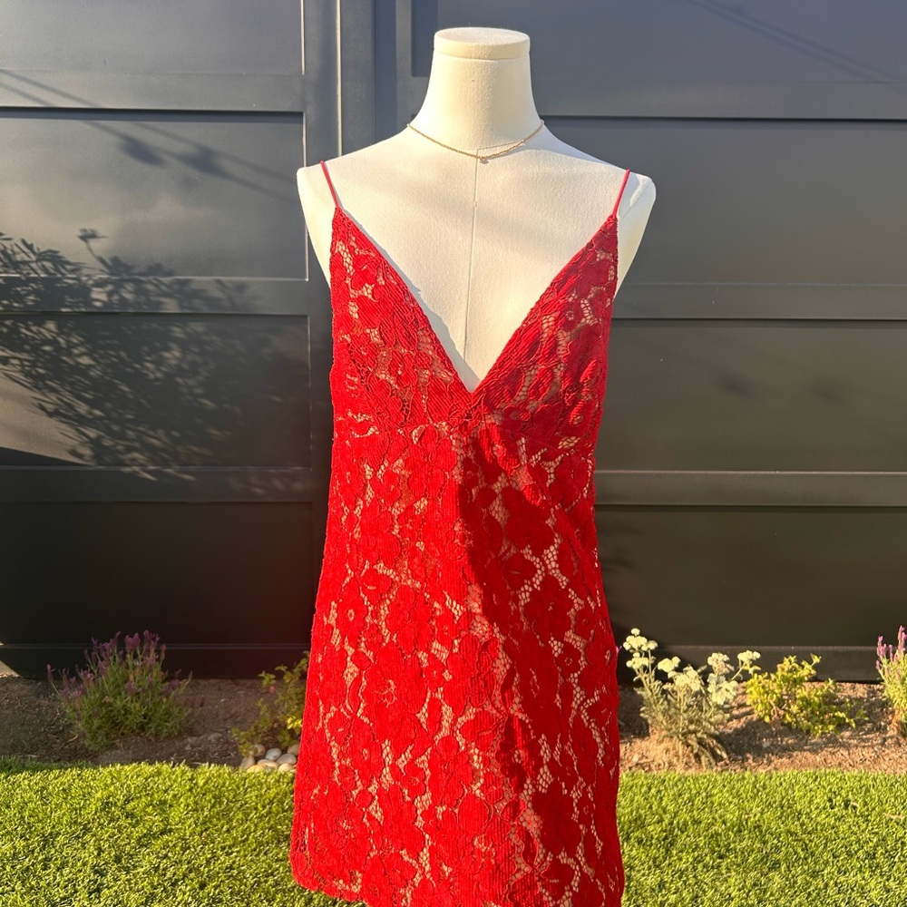 Free People Red Lace Slip Dress – Size 4 / Romantic / Date Night / Festival